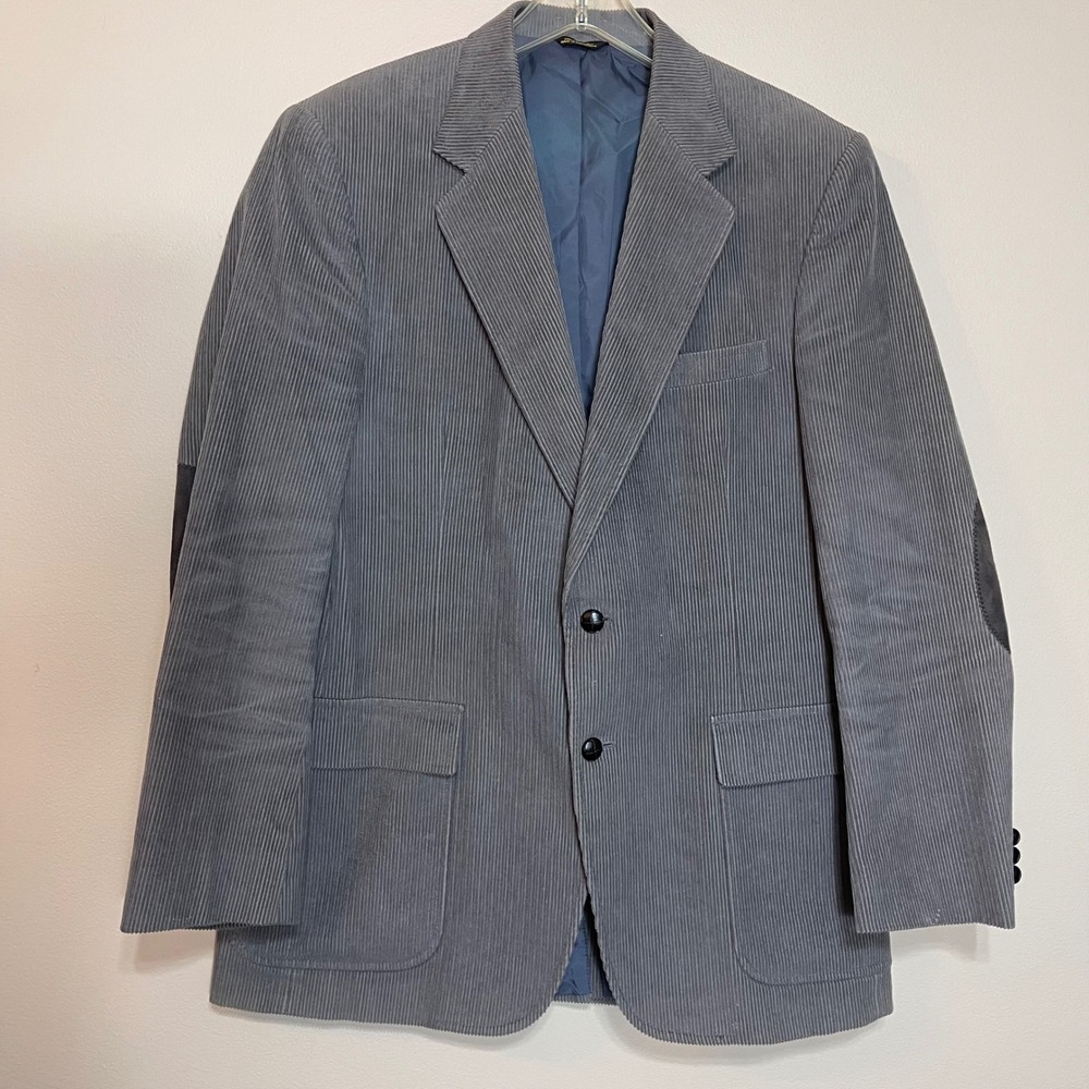 VTG Palm Beach John Weitz Men's Gray Pinstripe Blazer Suit Jacket Sport Coat 46R